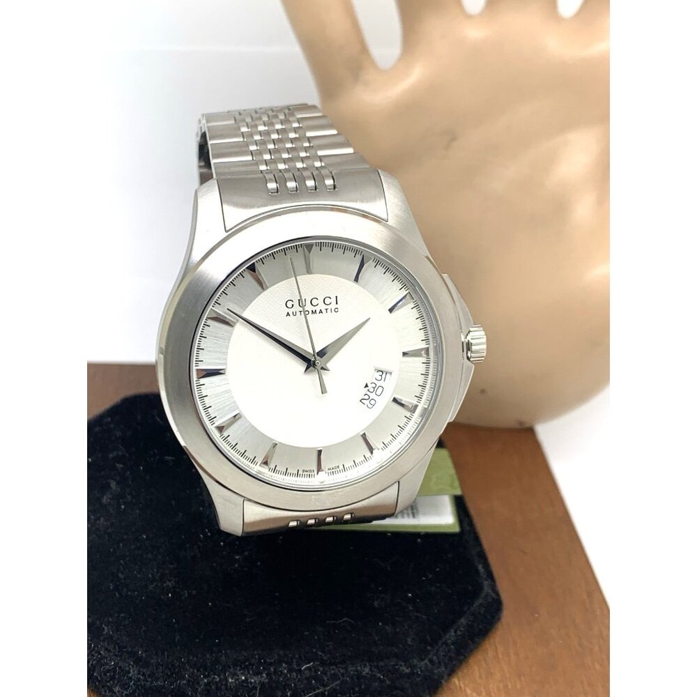 Gucci Men's Watch YA126209 G-Timeless Swiss Automatic Silver Steel 44mm - Picture 13 of 14